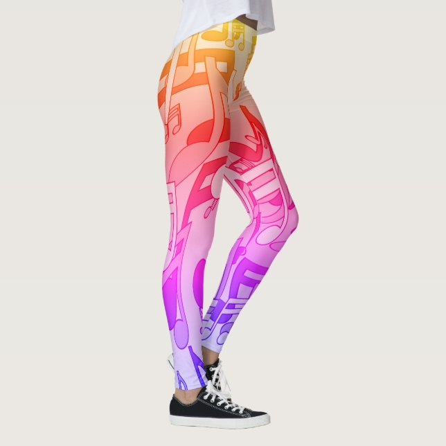 Legging Belas Músicas Cores Felizes Notas Musicais Animada (Direita)