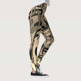 Legging Belas Notas Musicais Sepia Animadas