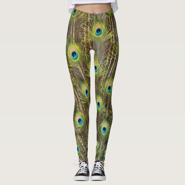 Legging Belas penas de pavão (Frente)