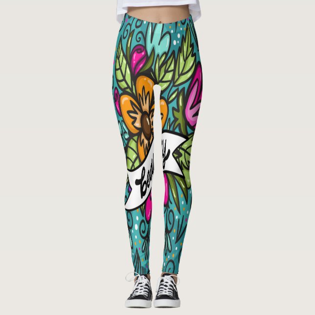 Legging Beleza do travesseiro decorativo com flores (Frente)