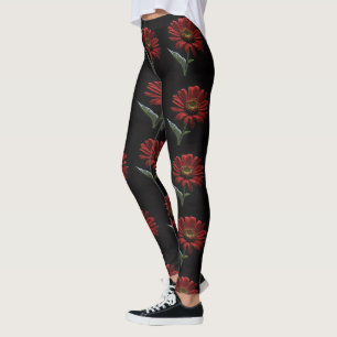 Legging "Beleza Negra: Uma Margarida Vermelha Solteiro a P