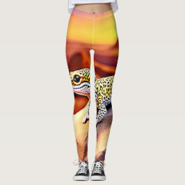 Legging Belo Design de Leopardo do Deserto Gecko
