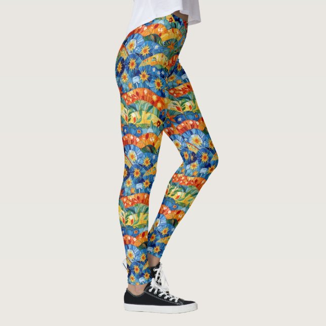 Legging Belo Design de Padrão Abstrato e Sem Costura (Direita)