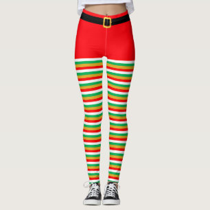 Legging Belo Elfo de Natal Pernas riscadas