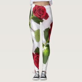 Legging Belo Flor de Rosa vermelha Profunda