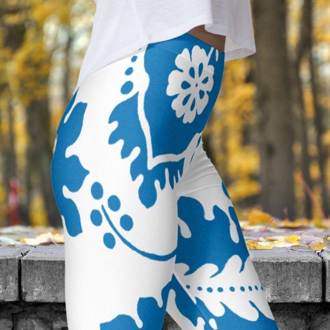 Legging Belo Impressão azul e branco (Blue and White Floral)