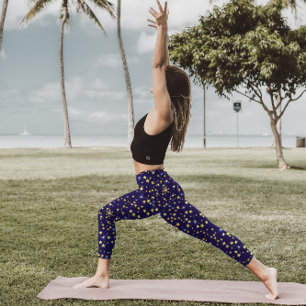 Legging Belo Marinho Azul Padrão Celestial Divertido Adorá