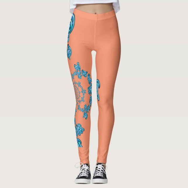 Legging Belo monograma de salmão design (Frente)