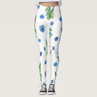Legging Belo padrão de flores de aquarela