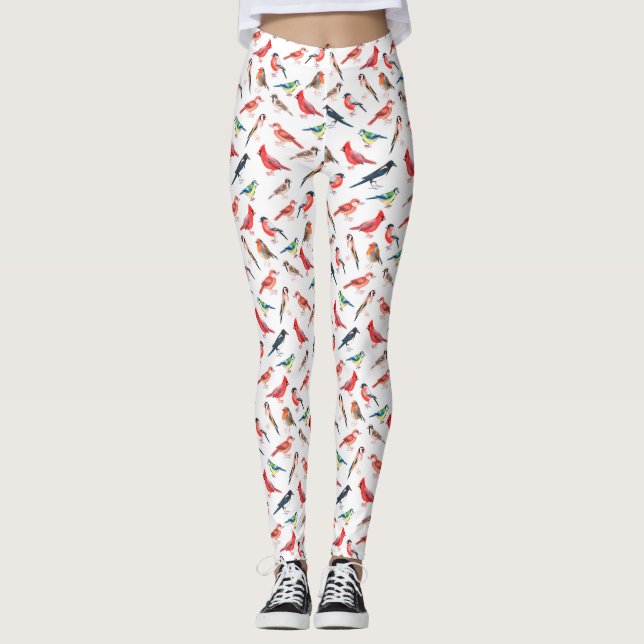 Legging Belo padrão de pássaro (Frente)