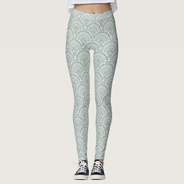 Legging Belo padrão de renda em Mint Green (Frente)