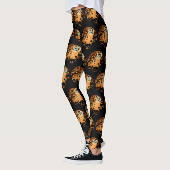 Legging Bem-vindos ao Pesadelo do Halloween Pumpkin Person (Esquerda)