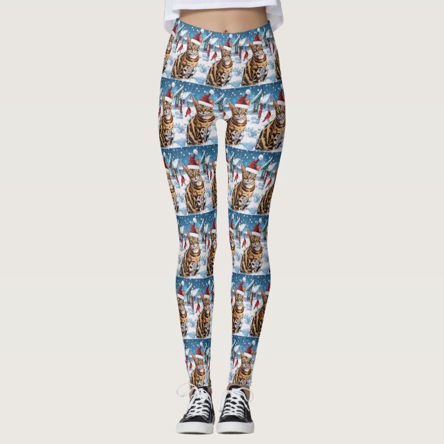 Legging Bengal Cat Winter Wonderland Natal Joy (Frente)
