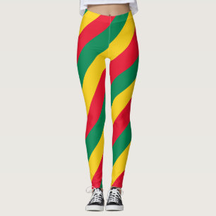 Legging Benin National Flag Colors Diagonal Strike