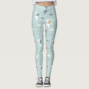 Legging Berçário de Elefante Bebê Fofo Azul