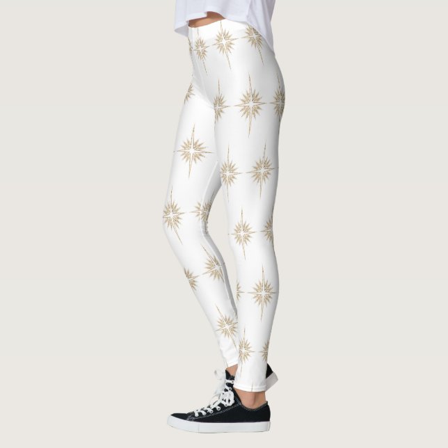 Legging BETHLEHEM STAR Natal Padrão Branco (Esquerda)