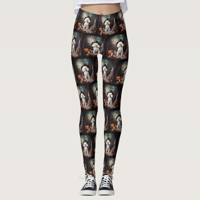 Legging Bichon Frise Pumpkins Halloween Scary (Frente)