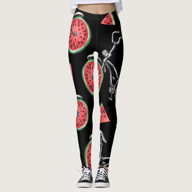 Legging Bicicletas de roda de melancia, padrão de verão. (Frente)