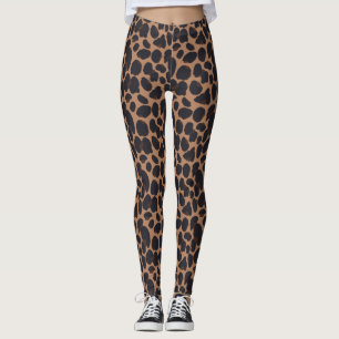 Legging Big Brown Spots Leopard Imprime Pernas de Pele Ani