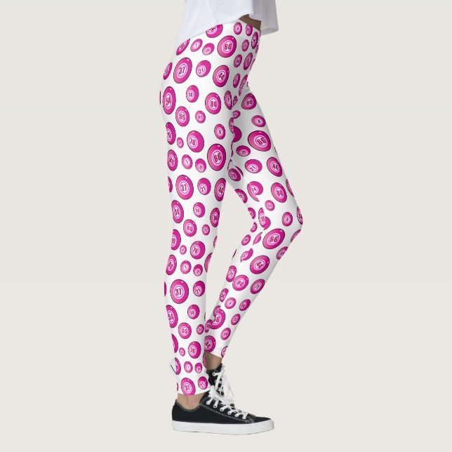 Legging Bingo Balls Branco Rosa Padrão (Direita)
