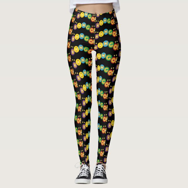 Legging Bingo Círculo Colorido com Letras Douradas (Frente)