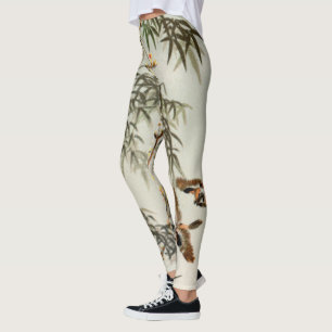 Legging Birds Bamboo Asian Japonês Vintage
