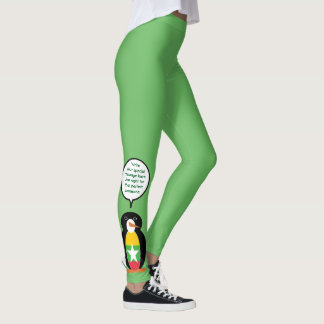 Legging Birmânia Mianmar Falando Sra. Penguin Personalizad