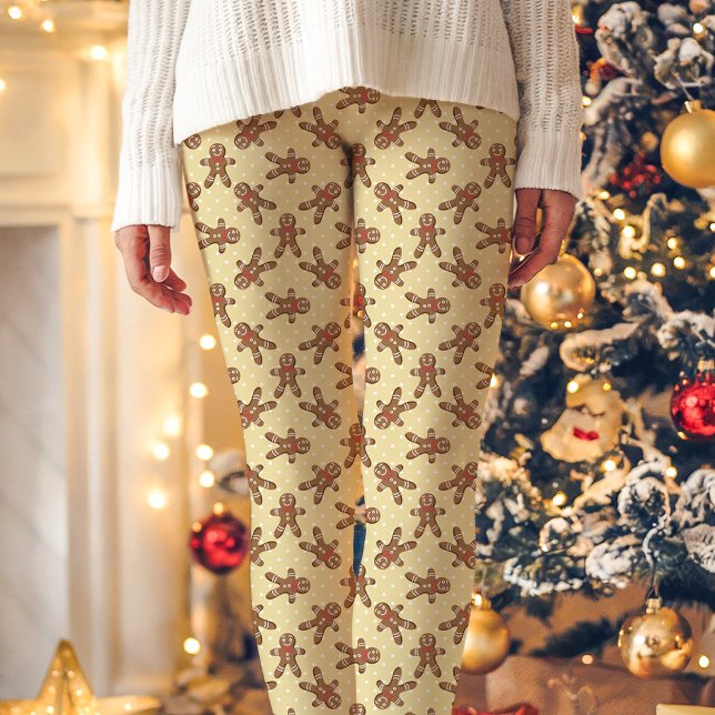 Legging Biscoito de Gengibre Amarelo com Bolinhas de Natal (Criador carregado)