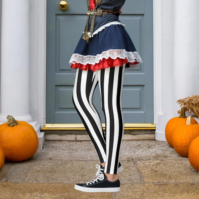 Legging Black & Any Color Vertical Stripe Pirate Halloween (Criador carregado)