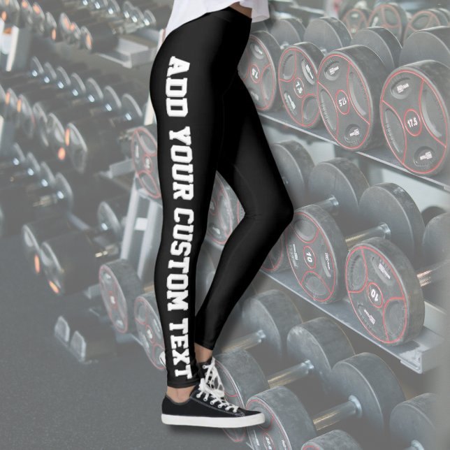 Legging Black Bold Personalized Custom Text Vertical  (Criador carregado)