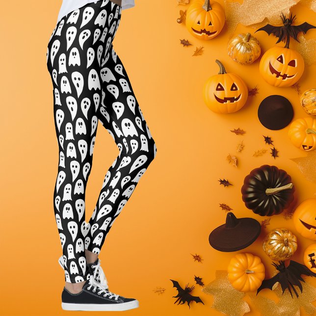 Legging Black Ghost Halloween (Halloween ghost and ghouls leggings, perfect for halloween parties. )