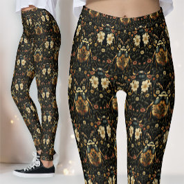 Legging Black Gold Art Deco Egyptian Scarab