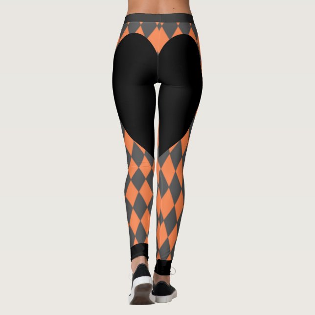 Legging Black Heart Orange Harlequin (Verso)