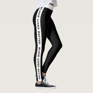 Legging Black Lives Matter - tira lateral branca em preto