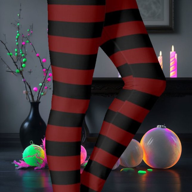 Legging Black & Maroon Striped (Criador carregado)
