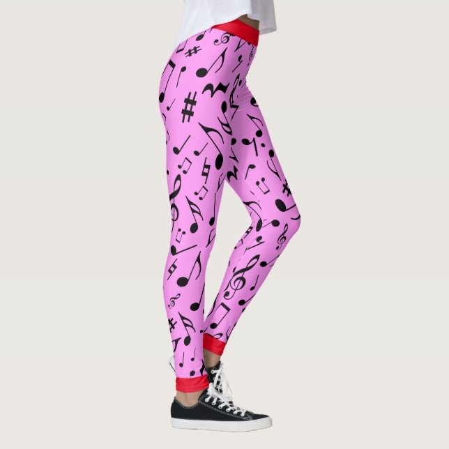 Legging Black Music Notes on Pink (ou Your Col) (Direita)