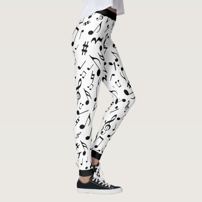 Legging Black Music Notes on White ou Your Col (Direita)