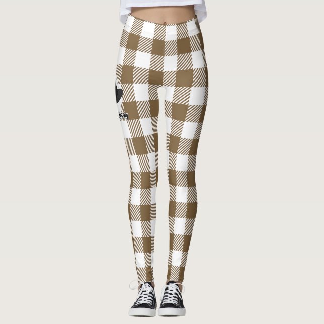 Legging Black Pilgrim Hat on Brown Plaid - Thanksgiving (Frente)