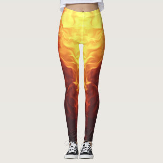 Legging Black Red Yellow Ombre Flames