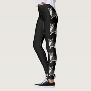 Legging Black Tri Pembroke Welsh Corgi Cartoon Dogs Black