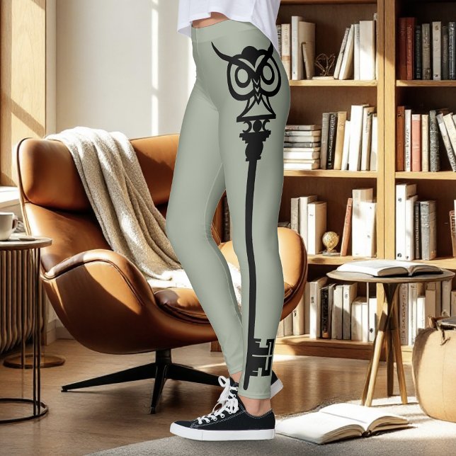 Legging Black Tribal Green Owl Skelton Key (Criador carregado)