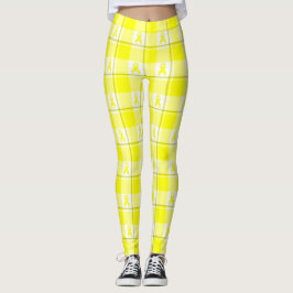Legging Bladder Cancer Awareness Plaid Yellow Ribbon