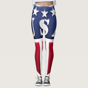 Legging Blindagem Vermelha, Azul Branco dos EUA com Leggin