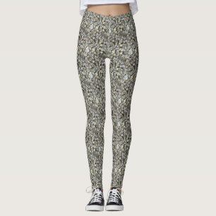 Legging Bling de prata Jewels o teste padrão do impressã