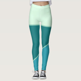 Legging Bloco de cor verde azul monocromático