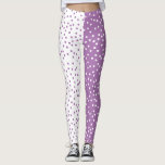 Legging Bloco de cores roxo e Bolinhas brancas divertidas<br><div class="desc">Esta design apresenta um padrão aleatório de bolinhas em cores invertidas em cada perna! Estão disponíveis esquemas de cores adicionais e itens de coordenação neste design. Entre em contato conosco se precisar deste design aplicado a um produto específico! Muito obrigado por ver um DoodleLulu em 2 insetos de junho!</div>
