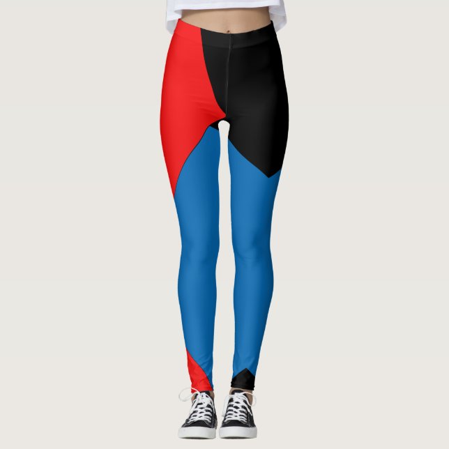 Legging bloco de cores vermelho e azul Abstrato (Frente)