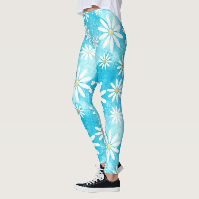 Legging blocos coloridos azuis de gradiente de padrão bran (Esquerda)