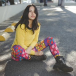 Legging Blocos de Quilt do Amostrador de Várias Cores<br><div class="desc">Leggings com um design brilhante e colorido,  desenhado à mão,  com blocos tradicionais de colchões de amostras.</div>