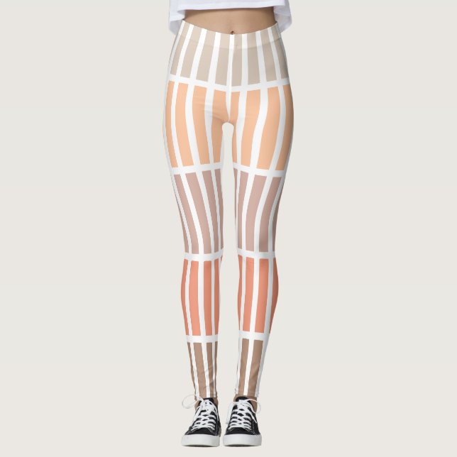 Legging Blocos Tan e Laranja de Retângulos (Frente)